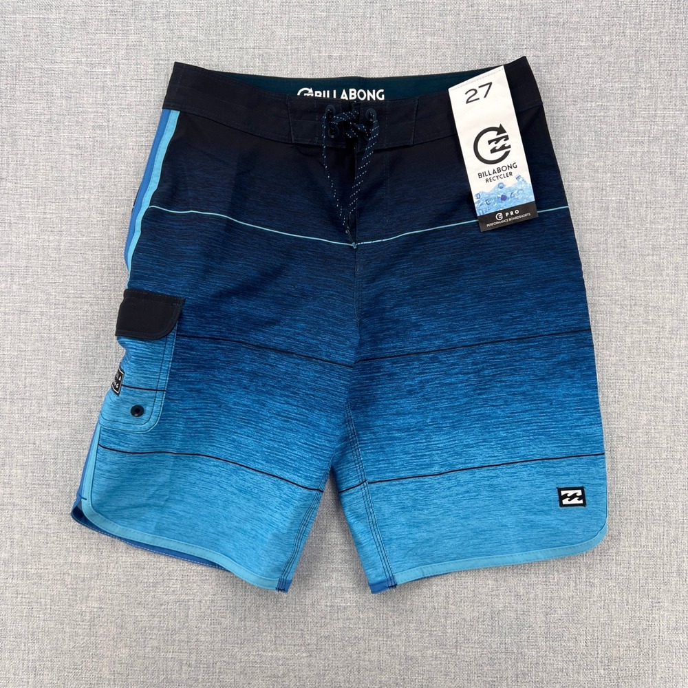 NEW Billabong Recycler 73 Pro Boardshorts Men 27‎ Blue Stripe Surf Beach Summer